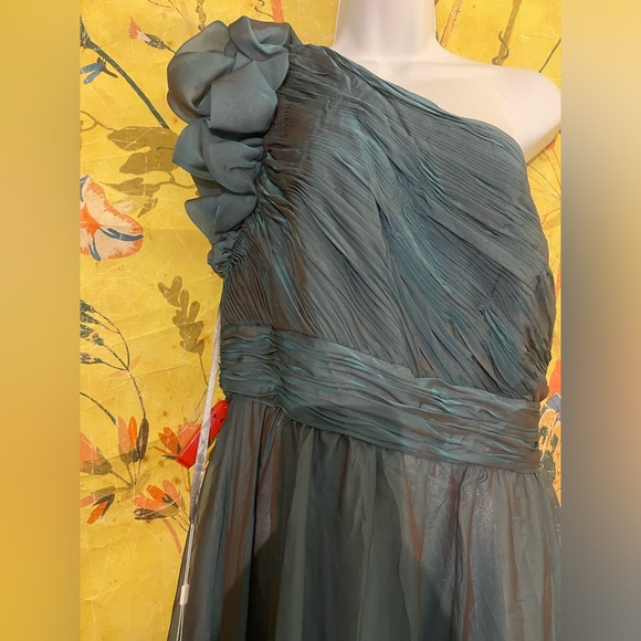 Mac Duggal Organza One-Shoulder Pleated Tiered Gown Sage - Picture 8 of 8